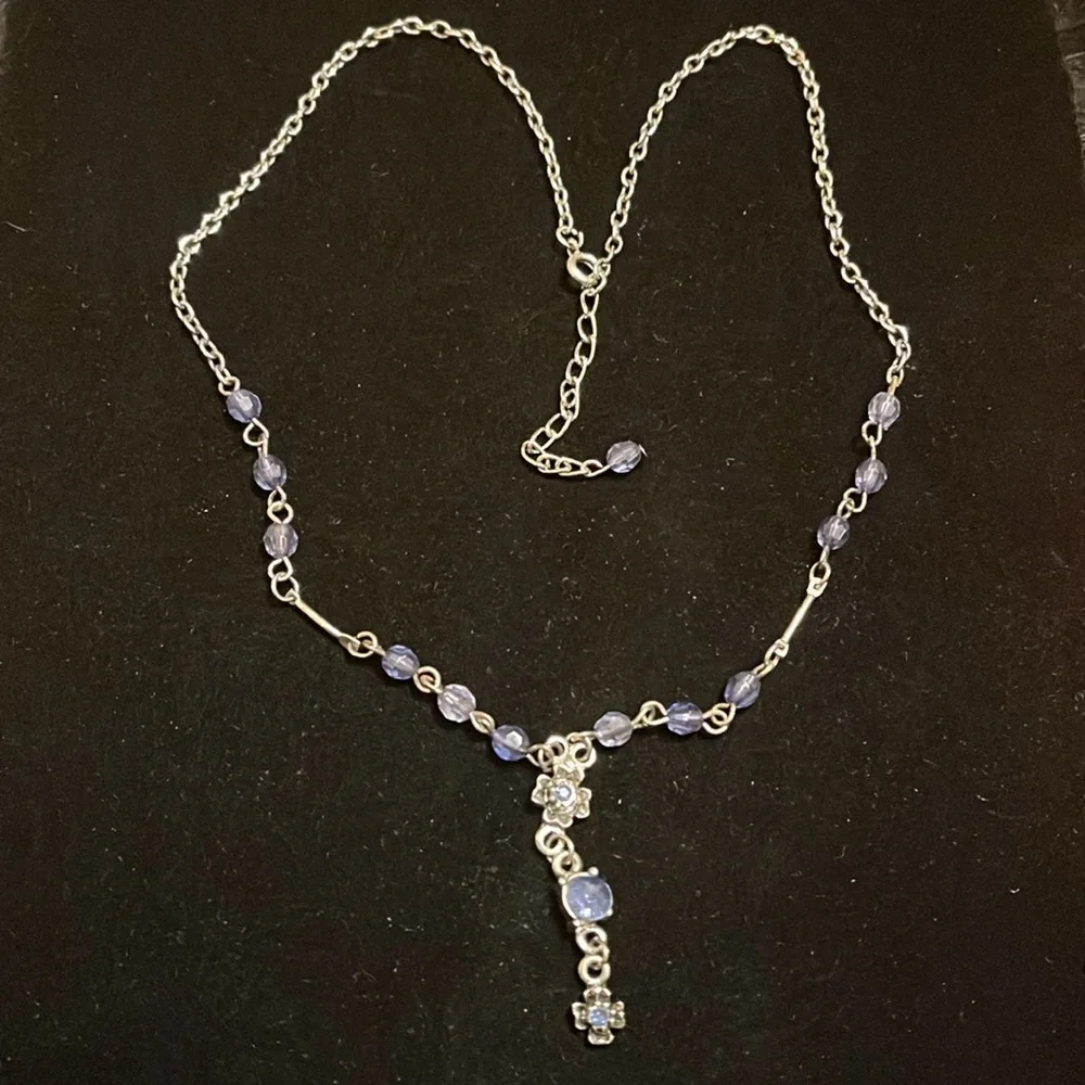 Blue and Silver Beaded Necklace